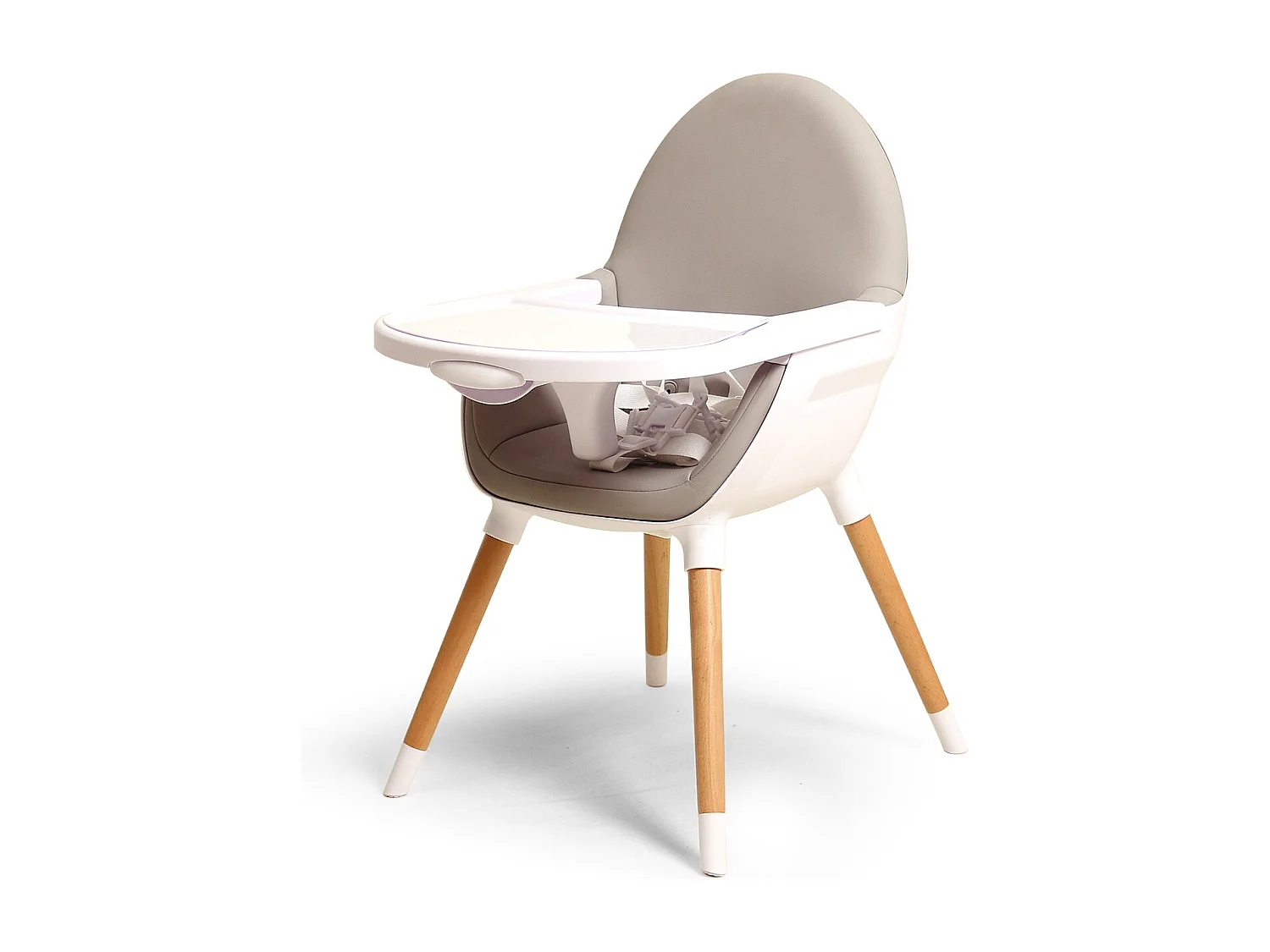 Baby-Hochstuhl mitwachsend Holz Weiß und Grau
