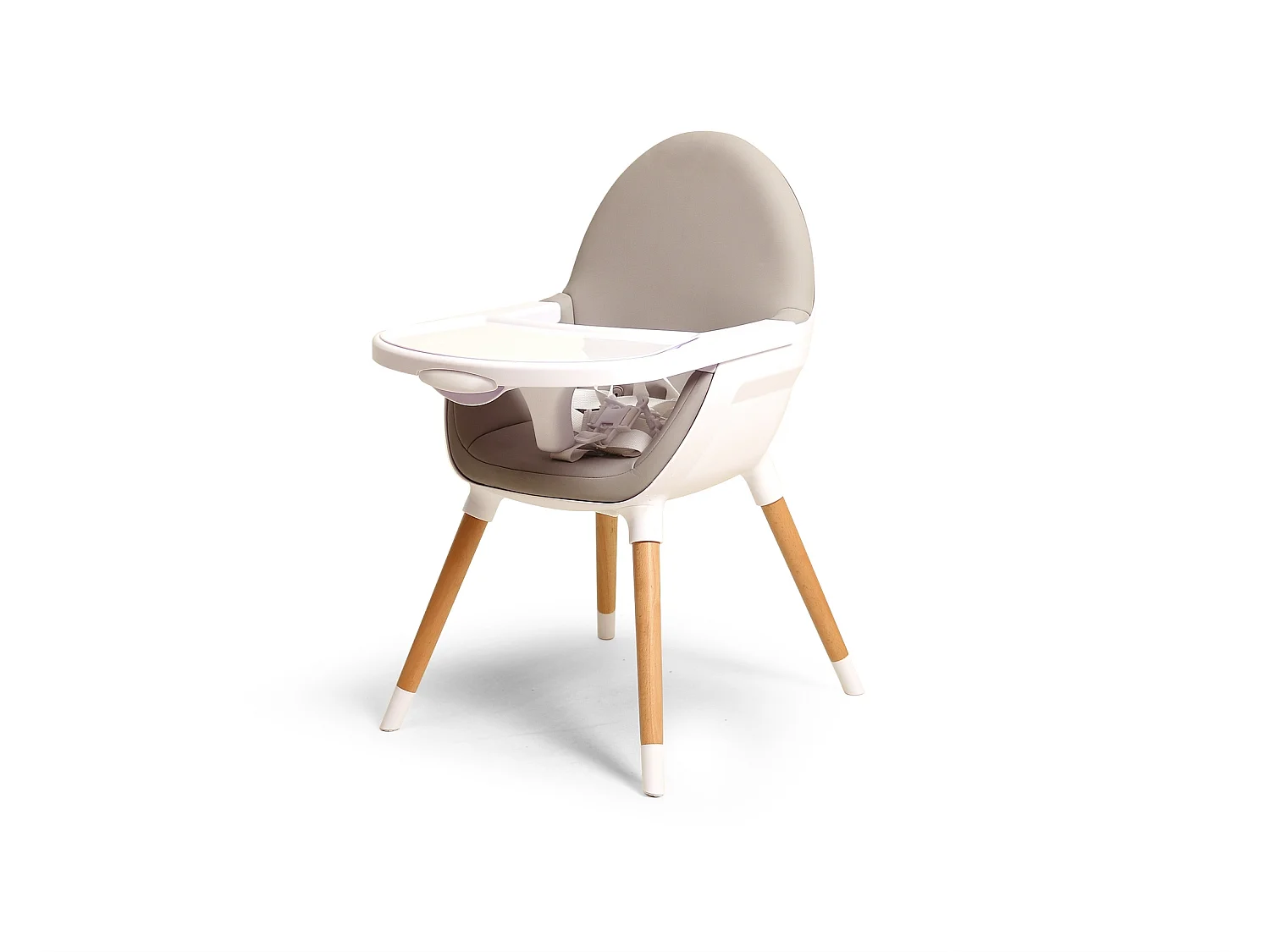 Baby-Hochstuhl mitwachsend Holz Weiß und Grau
