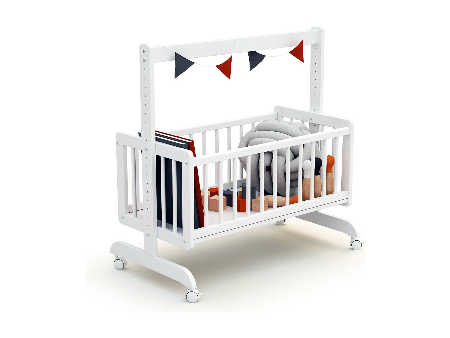 Umwandelbare Co-Sleeping-Wiege ESSENTIEL Holz Weiß 40 x 80