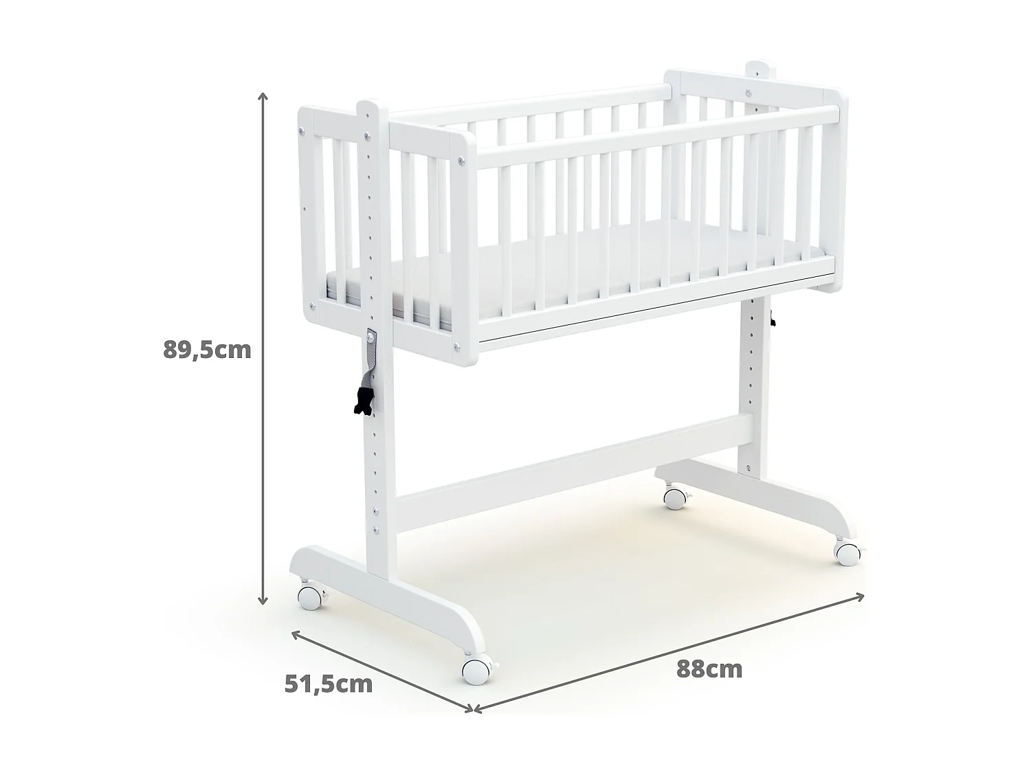 Umwandelbare Co-Sleeping-Wiege ESSENTIEL Holz Weiß 40 x 80