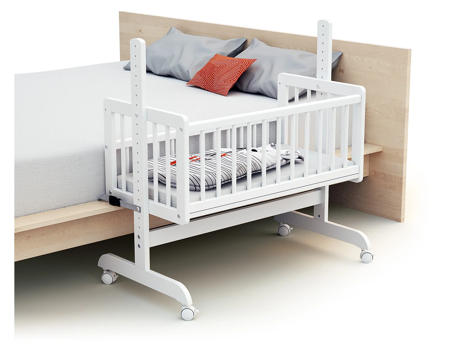 Convertible co-sleeping cradle in NINO white 40 x 80 cm