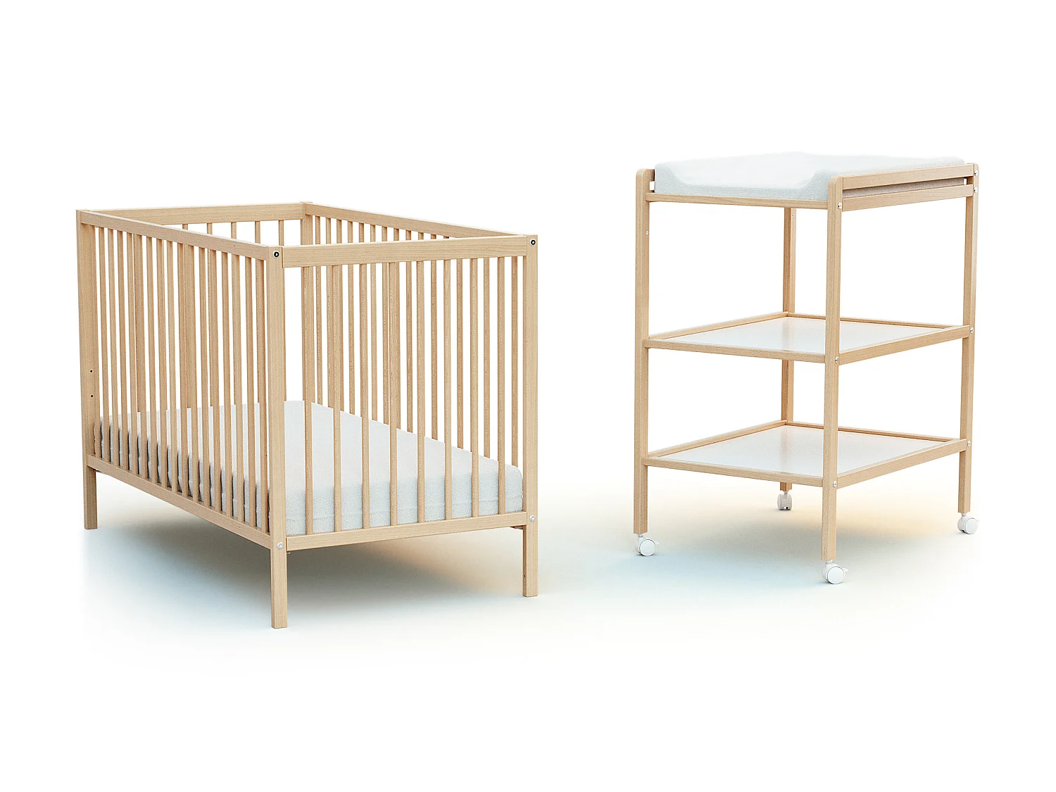 Table à langer 2 étagères en bois LILO Hêtre Verni