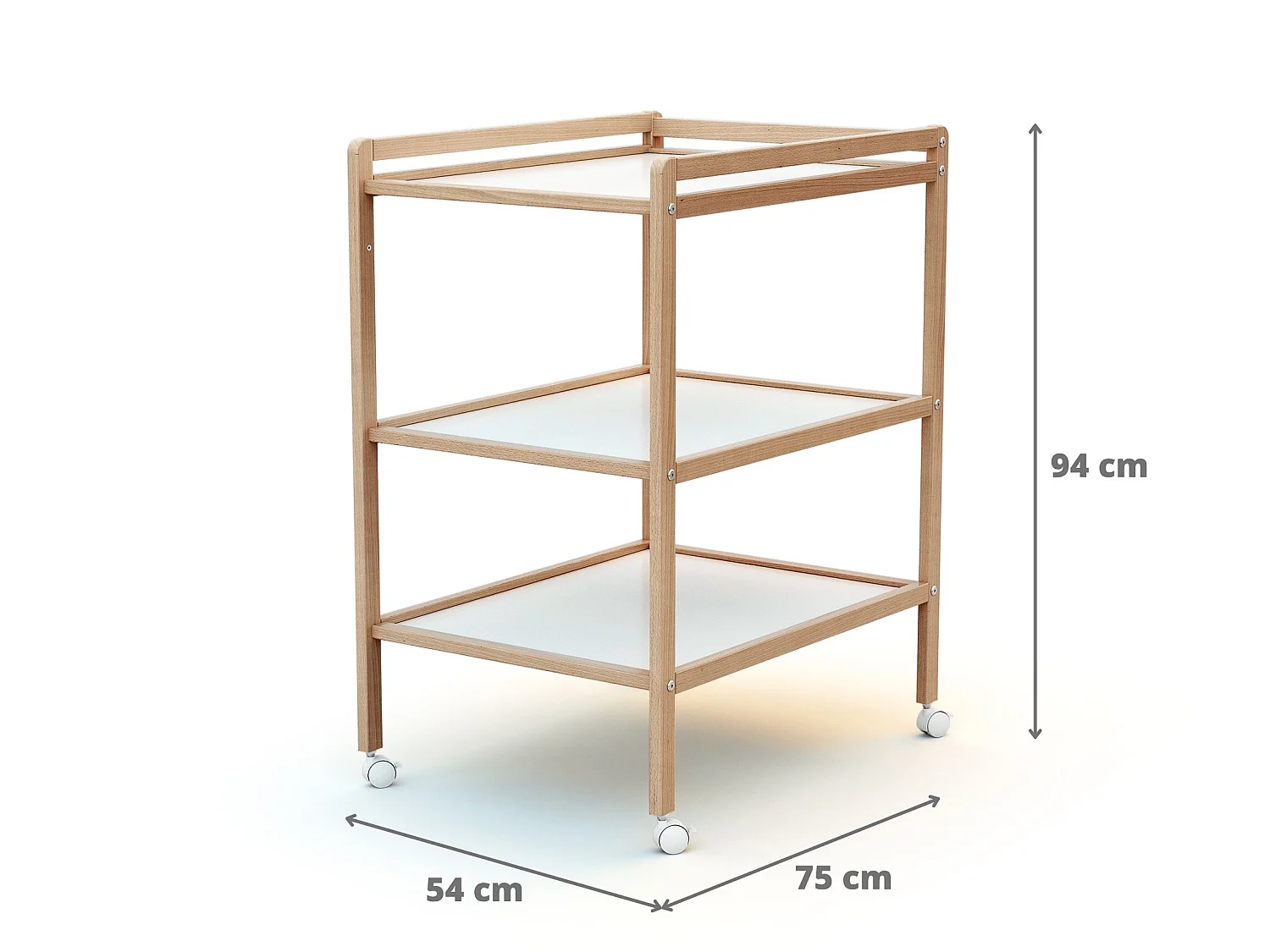 Table à langer 2 étagères en bois LILO Hêtre Verni