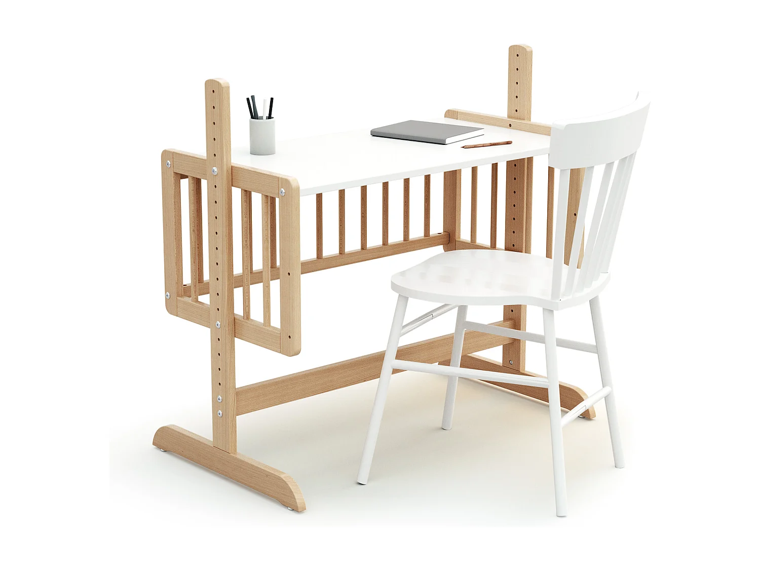 Umwandelbare Co-Sleeping-Wiege ESSENTIEL Holz Buche Lackiert 40 x 80