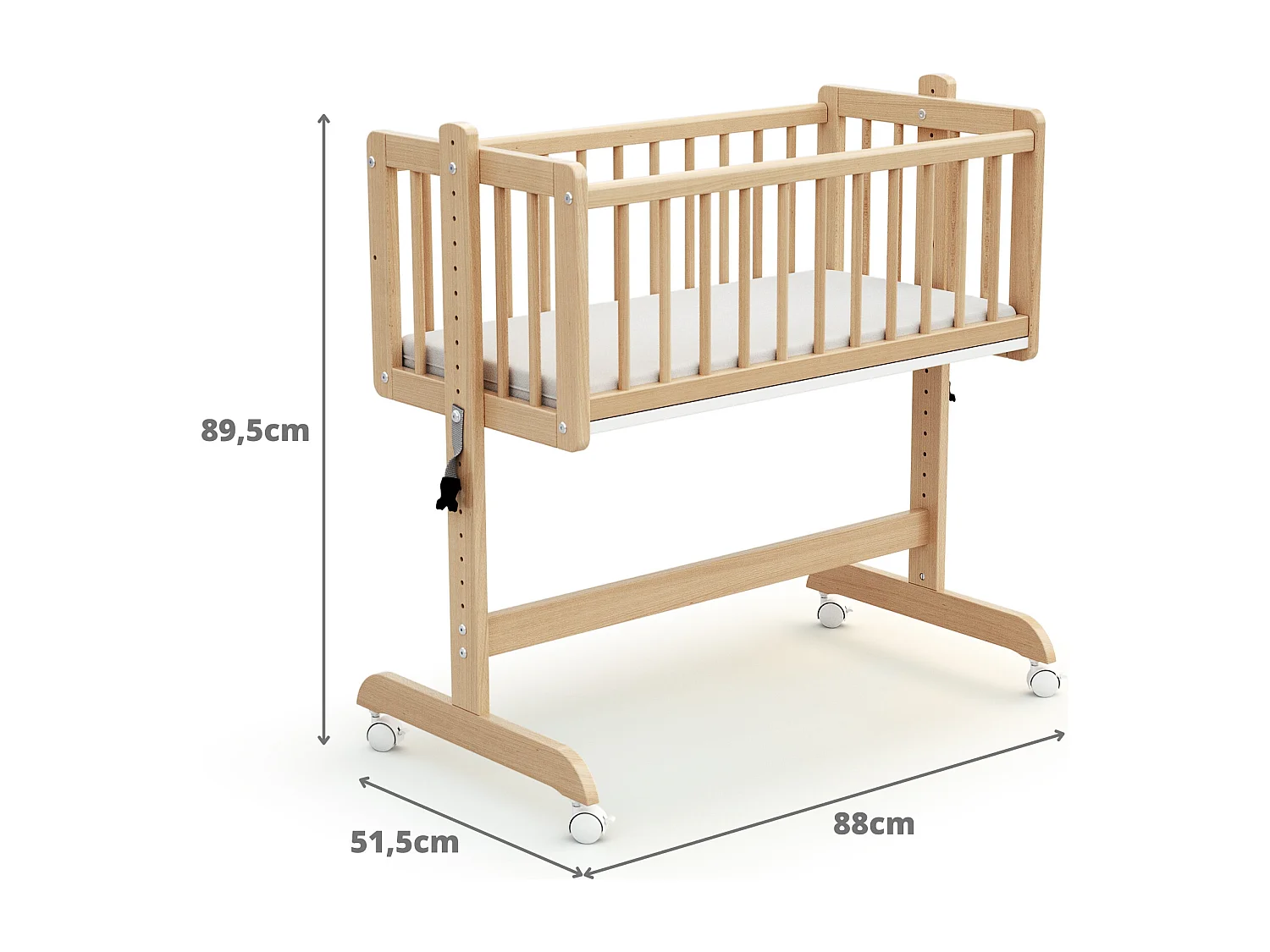 Umwandelbare Co-Sleeping-Wiege ESSENTIEL Holz Buche Lackiert 40 x 80