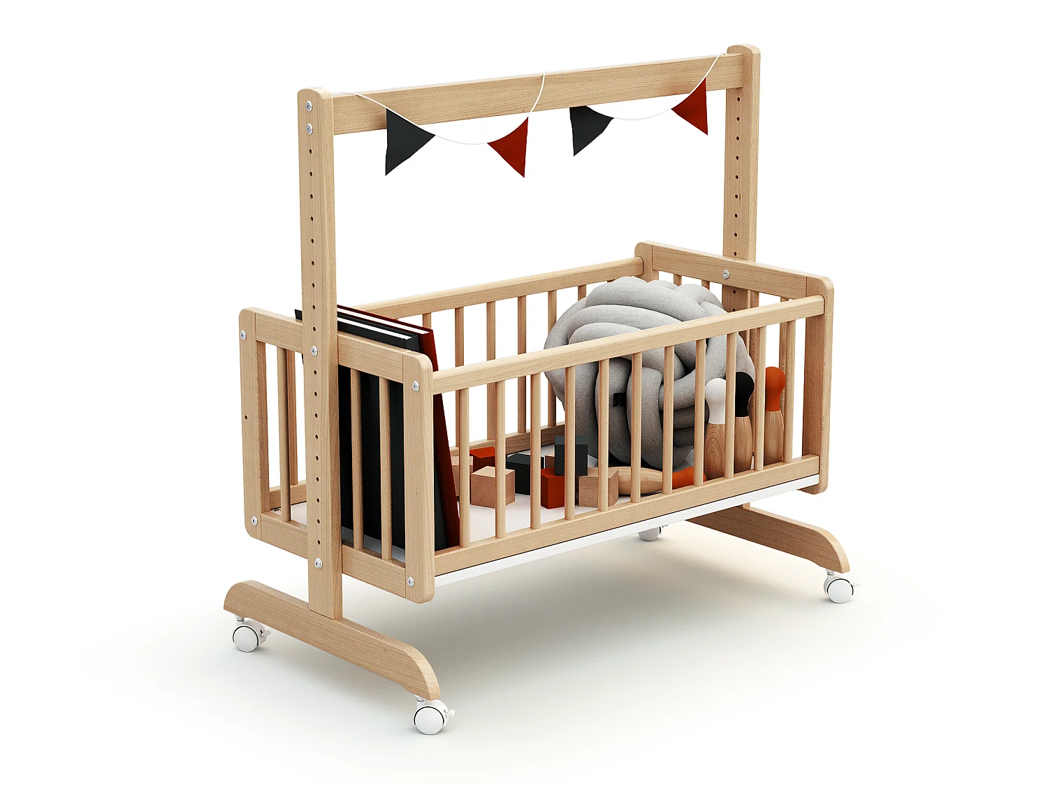 Omvormbaar wiegje voor co-sleeping NINO in hout Beuken Gelakt 40 x 80 cm