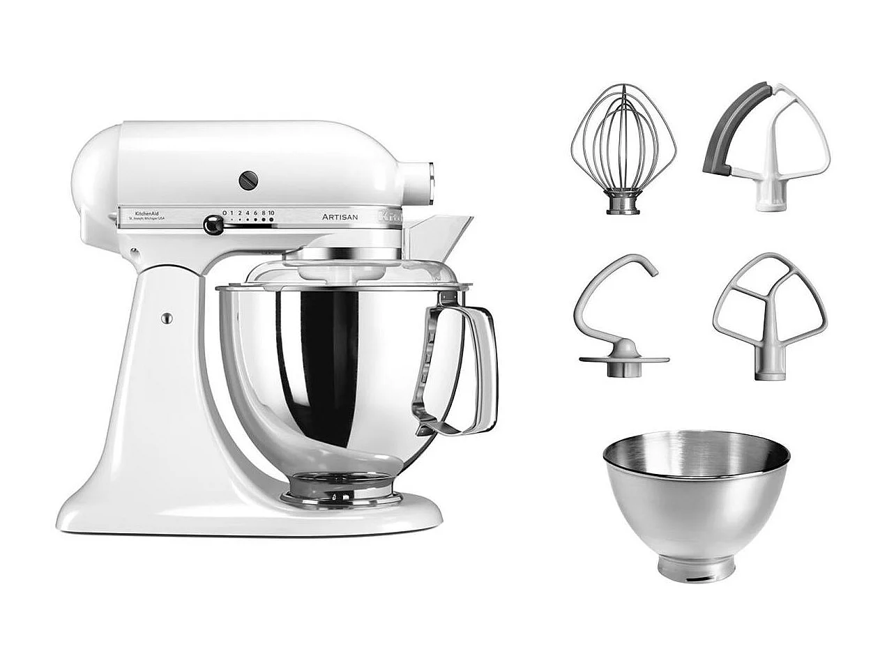 KitchenAid Artisan 5KSM175PSEWH - Robot de cuisine - 300 W - blanc