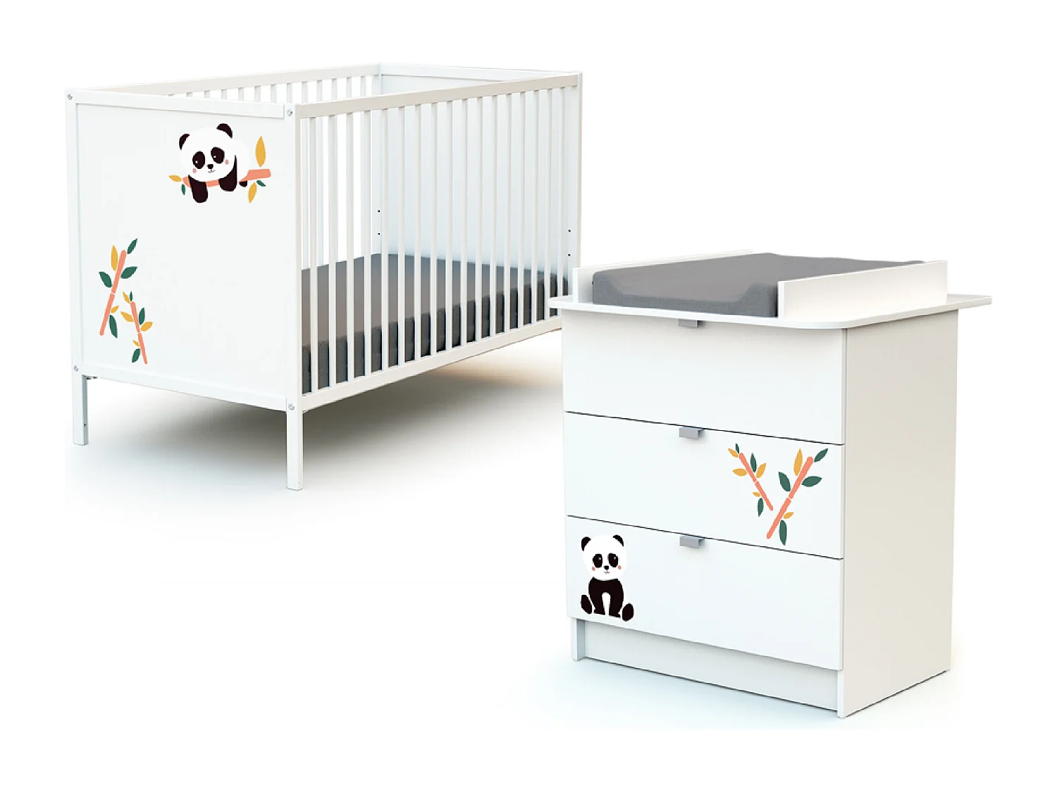 Cassettiera fasciatoio 3 cassetti legno Panda - Bianco - 79 x 65,5 x 92 cm ALBA