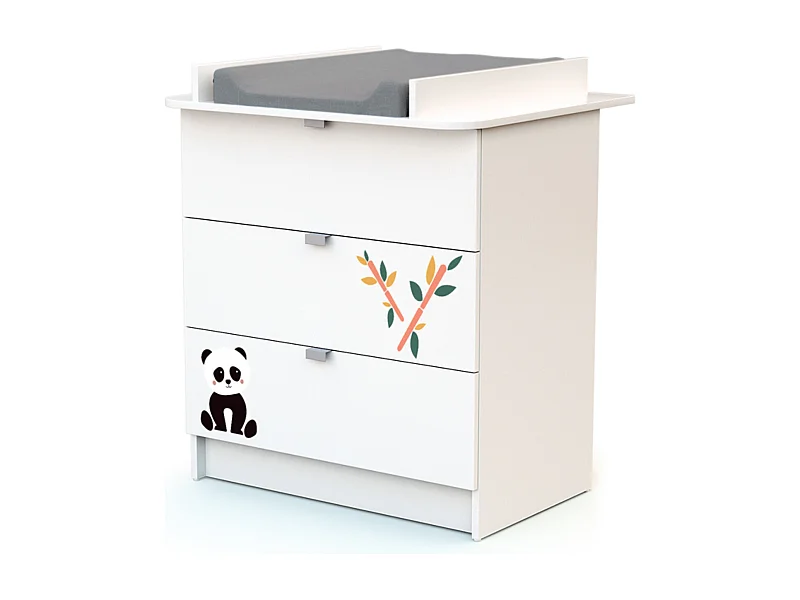Cassettiera fasciatoio 3 cassetti legno Panda - Bianco - 79 x 65,5 x 92 cm ALBA