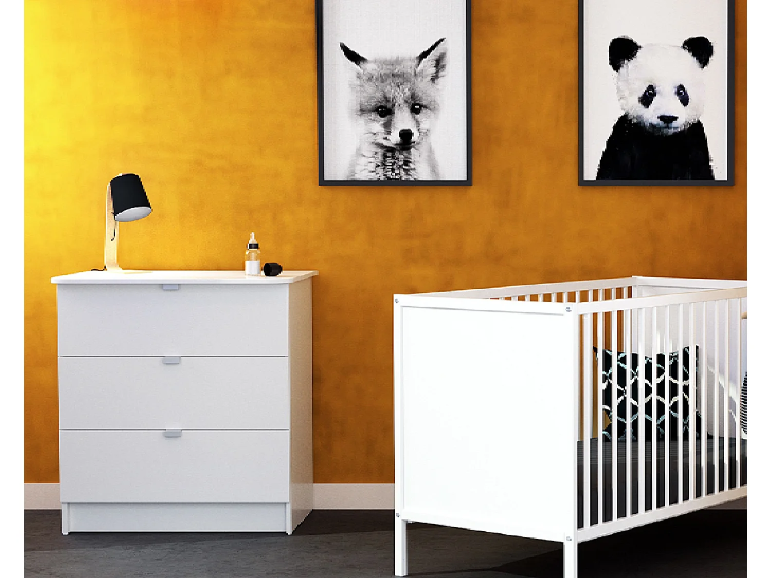 Cassettiera fasciatoio 3 cassetti legno - Bianco -79 x 65,5 x 92 cm ALBA