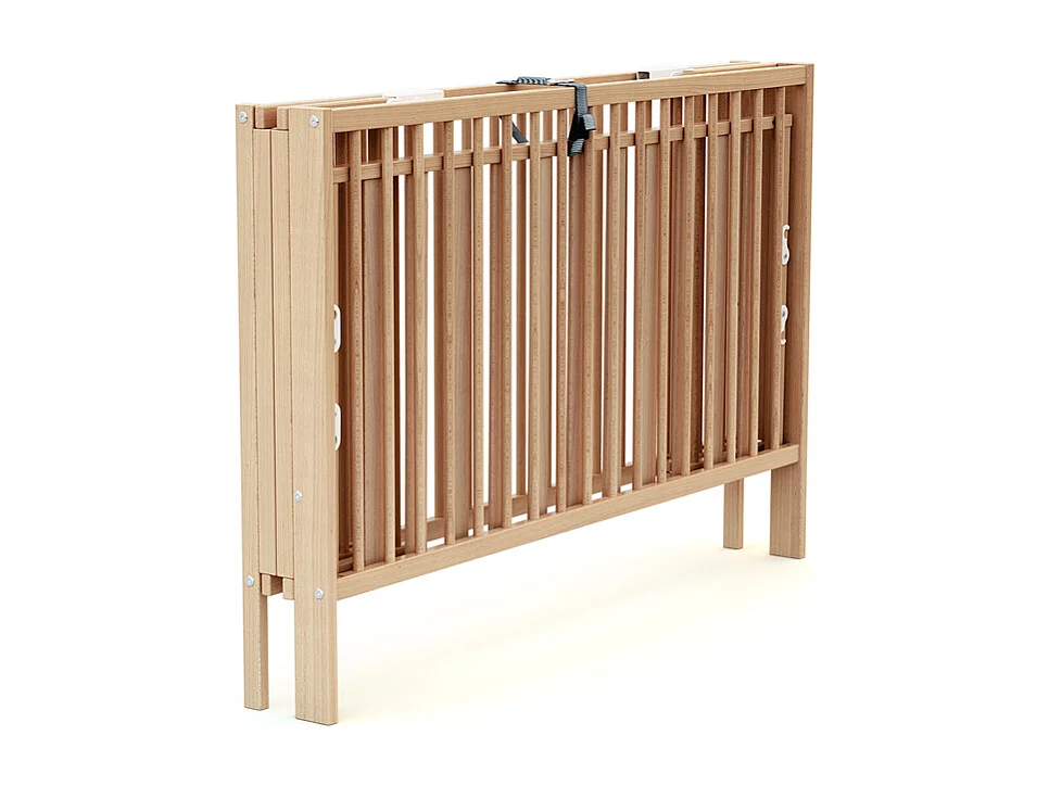 Klappbares Babybett FOLDO Holz Buche Lackiert 60 x 120