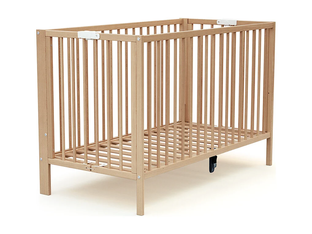 Klappbares Babybett FOLDO Holz Buche Lackiert 60 x 120