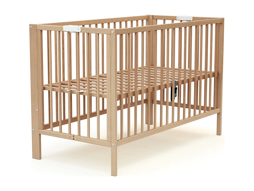 Klappbares Babybett FOLDO Holz Buche Lackiert 60 x 120