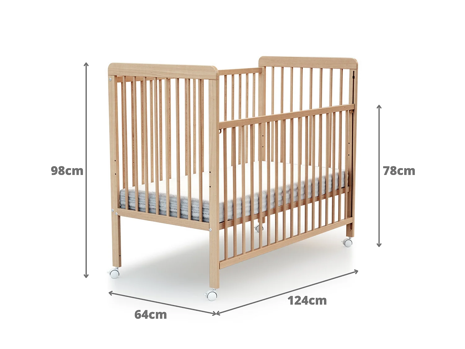 Cama bebê con lateral deslizante madeira ESSENTIEL Faia envernizada 60 x 120 cm