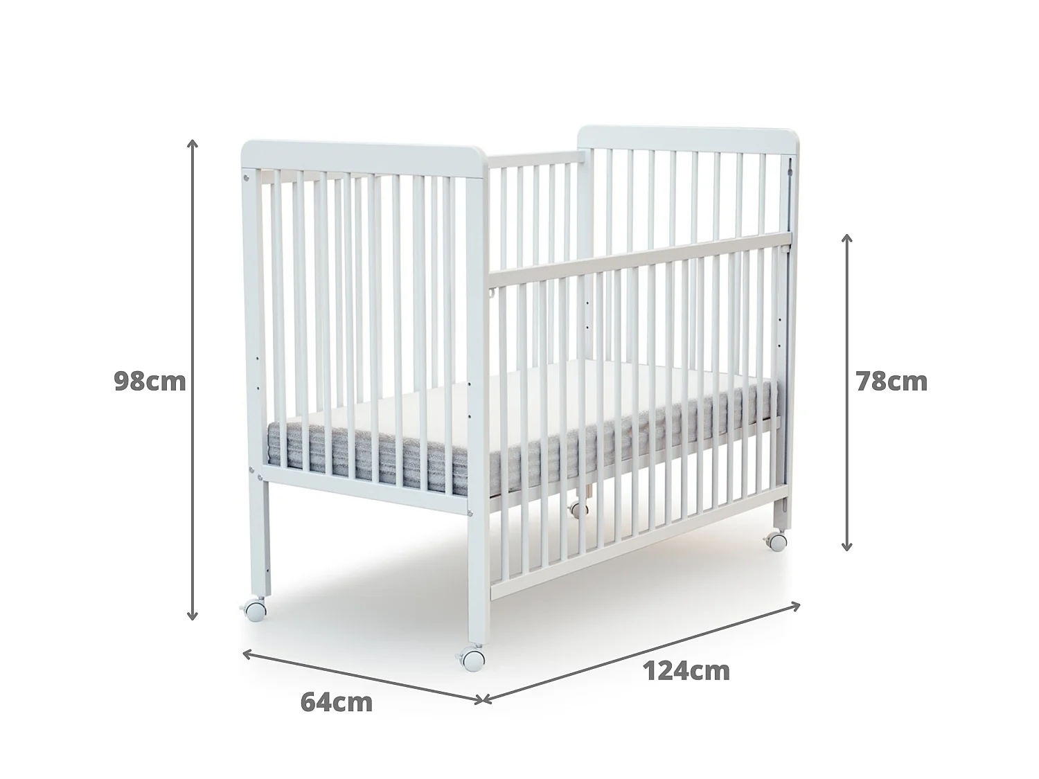 Cama bebê con lateral lateral deslizante madeira ESSENTIEL Branco 60 x 120 cm