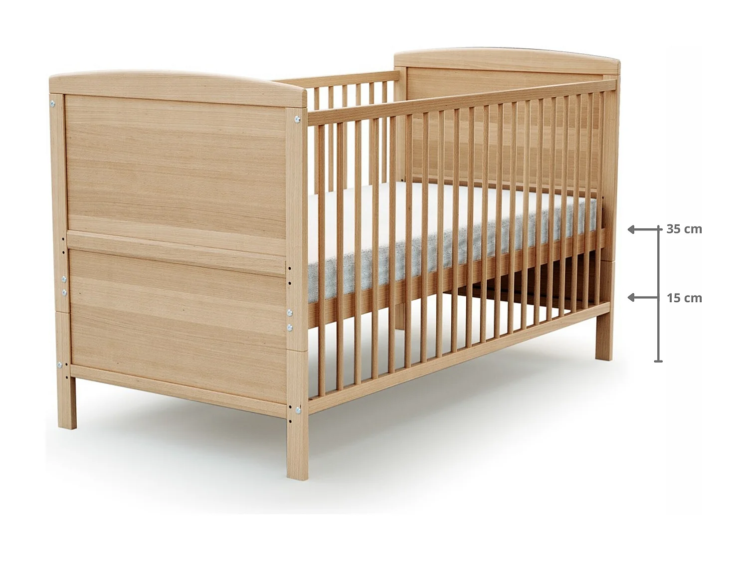 Cama de bebe convertível ESSENTIEL de madeira Faia envernizada 70 x 140 cm