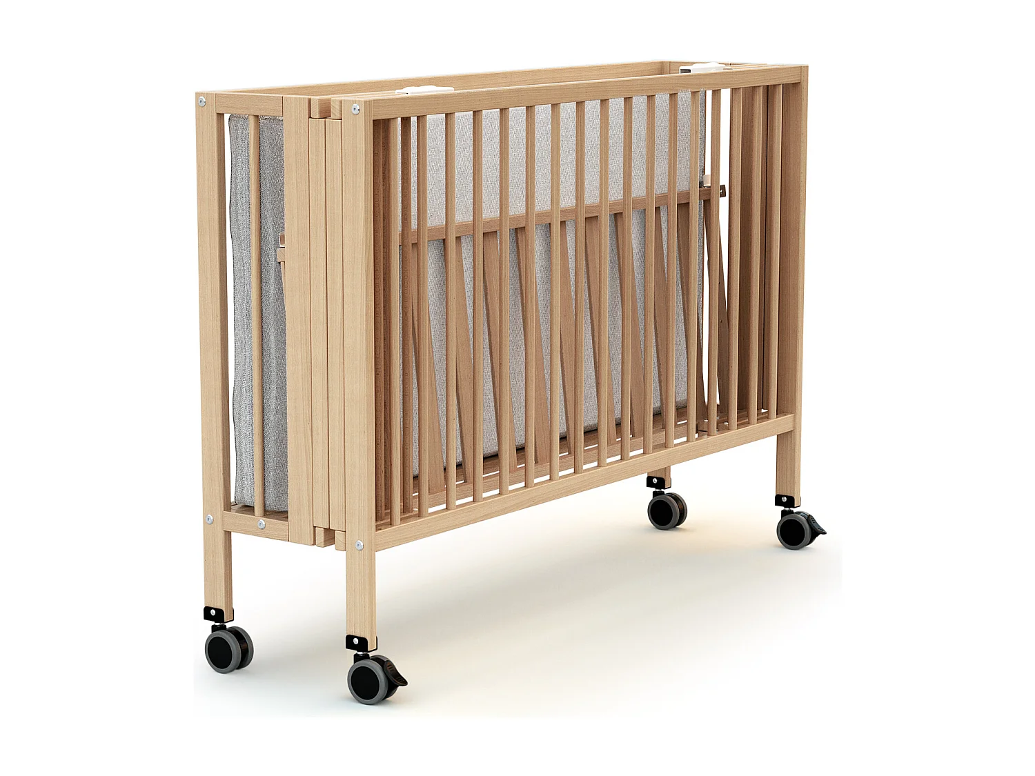 Cama de bebe dobrável ESSENTIEL de madeira Faia envernizada 60 x 120 cm