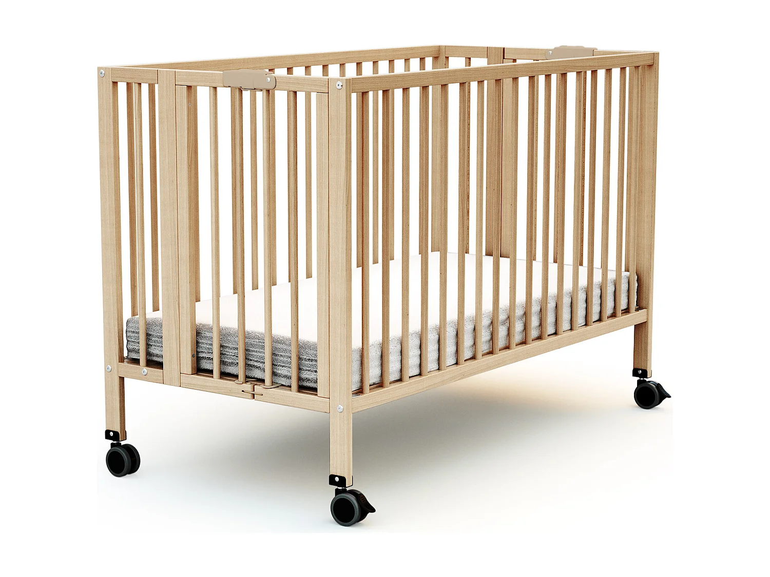 Cama de bebe dobrável FLOW de madeira Faia envernizada 60 x 120 cm