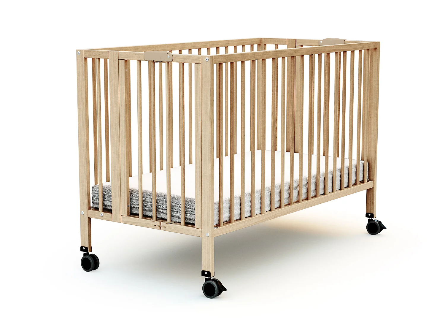 Cama de bebe dobrável FLOW de madeira Faia envernizada 60 x 120 cm