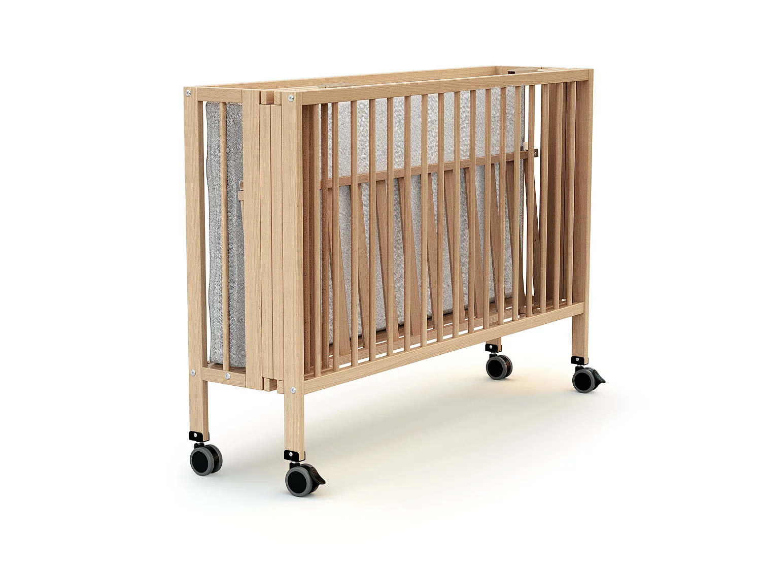 Cama de bebe dobrável FLOW de madeira Faia envernizada 60 x 120 cm