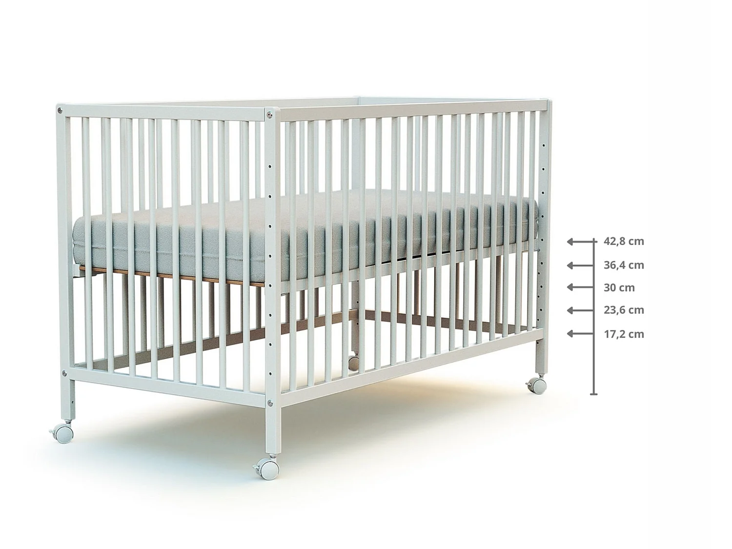 Lit bébé cododo en bois avec roulettes 60 x 120 cm LIO