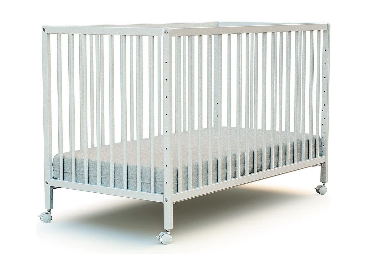 Cuna bebe colecho madera con ruedas - Blanco - 60 x 120 - 124 x 64,5 x 81 cm LIO
