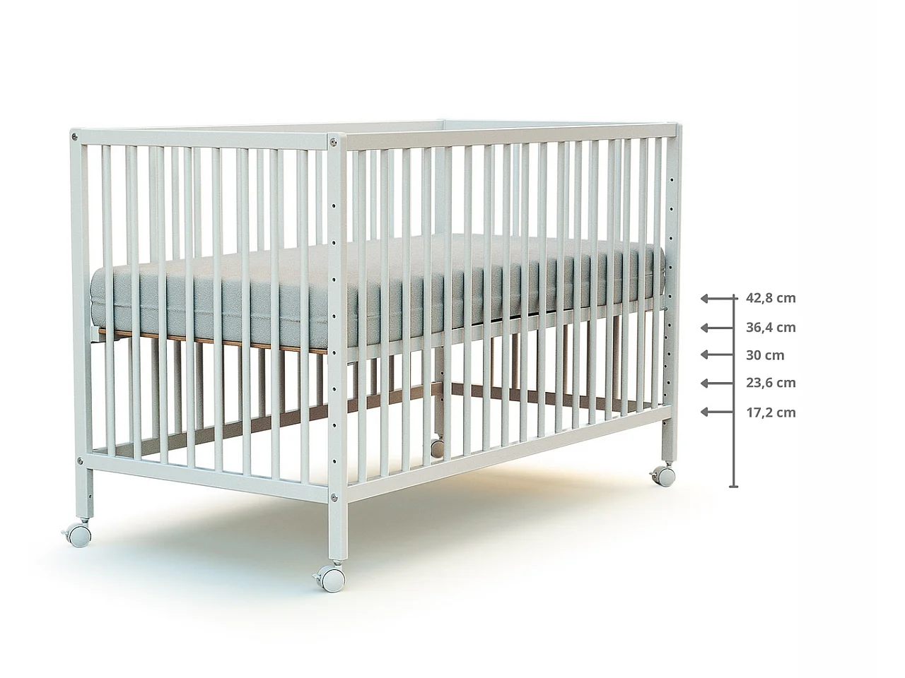 Lit bébé cododo en bois avec roulettes 60 x 120 cm LIO
