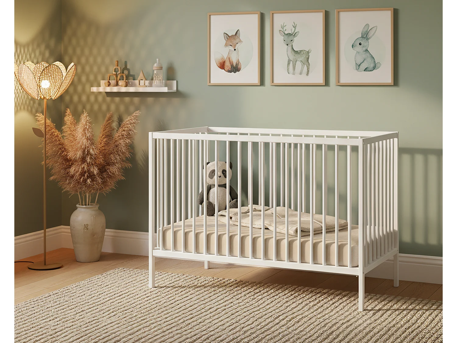 Cama de bebe de madeira Branco 60 x 120 cm ONE