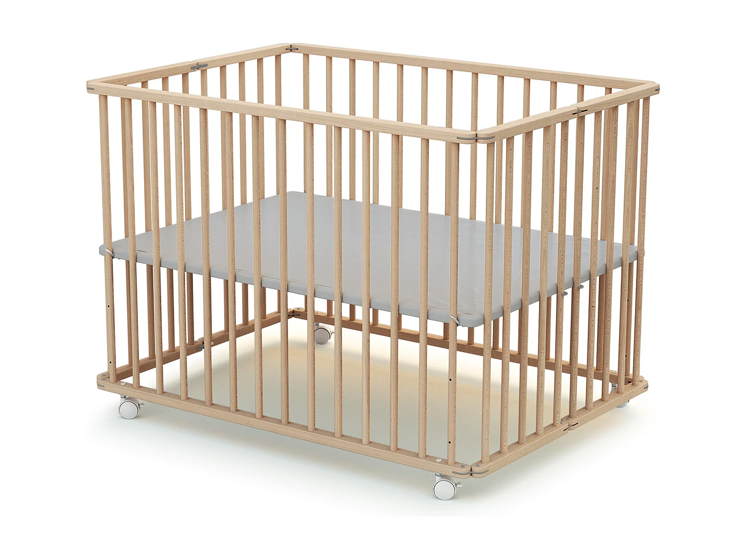 Houten opvouwbare kinderbox in hout Beuken onbewerkt 70 x 100 cm