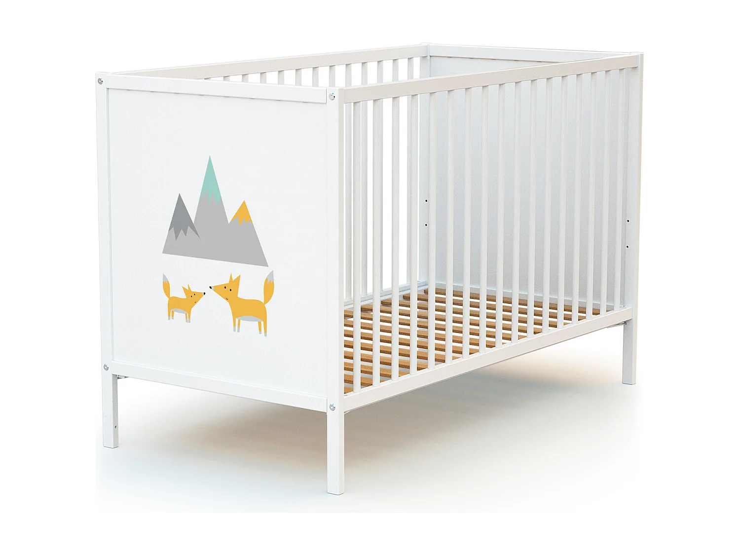 Cama de bebe Renard de madeira Branco 60 x 120 cm ALBA