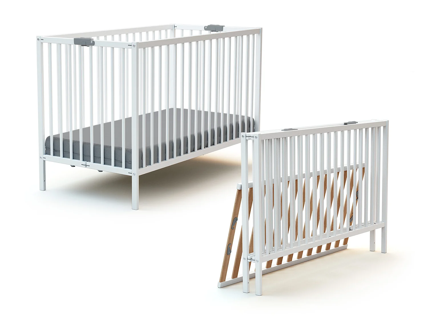Cama de bebe dobrável de madeira Branco 60 x 120 cm FLEX