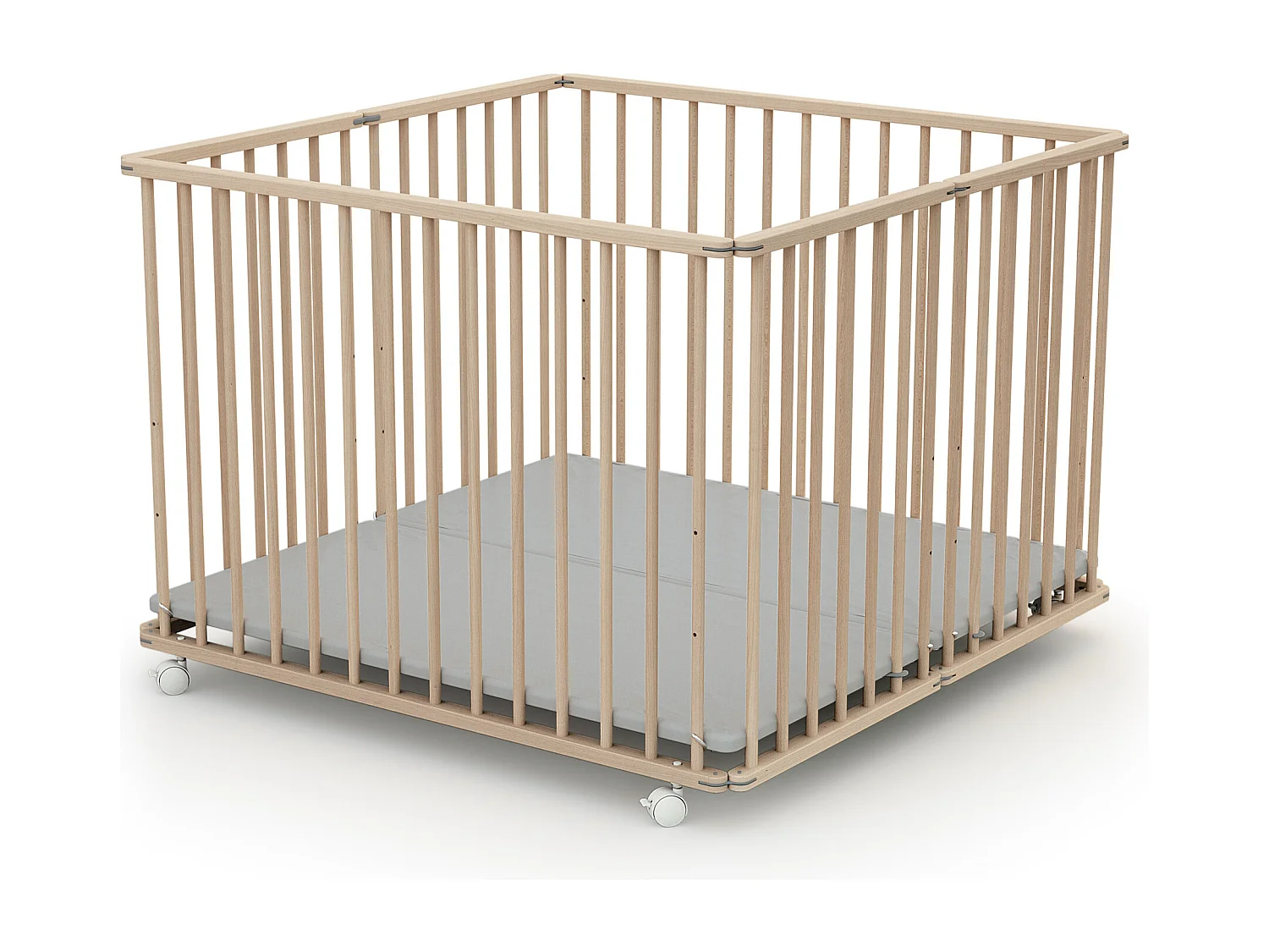 Houten opvouwbare kinderbox in hout Beuken onbewerkt 100 x 100 cm