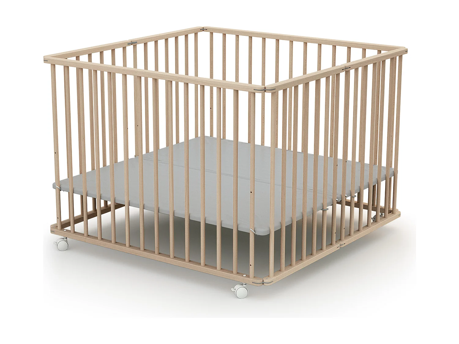 Houten opvouwbare kinderbox in hout Beuken onbewerkt 100 x 100 cm