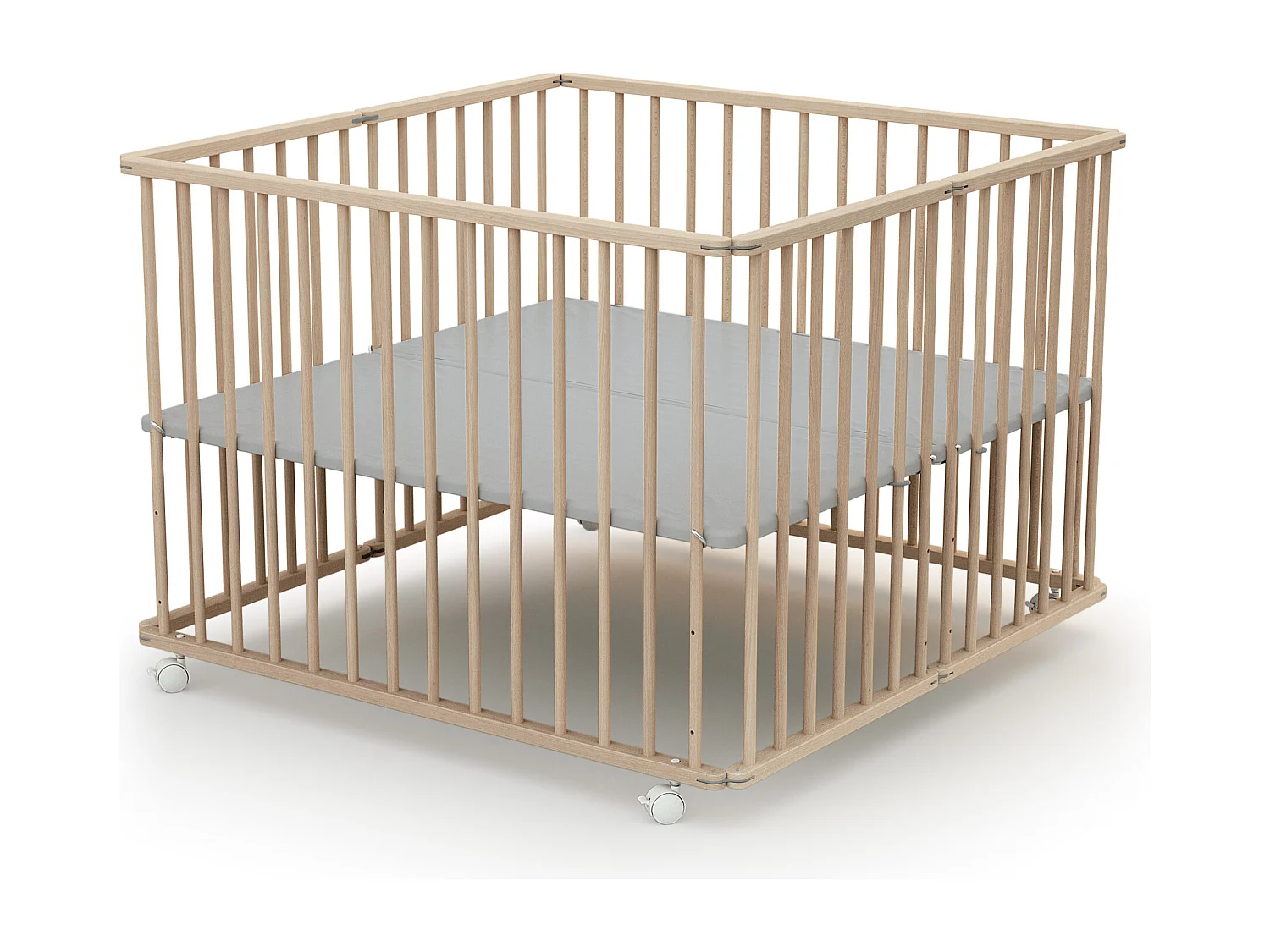 Houten opvouwbare kinderbox in hout Beuken onbewerkt 100 x 100 cm