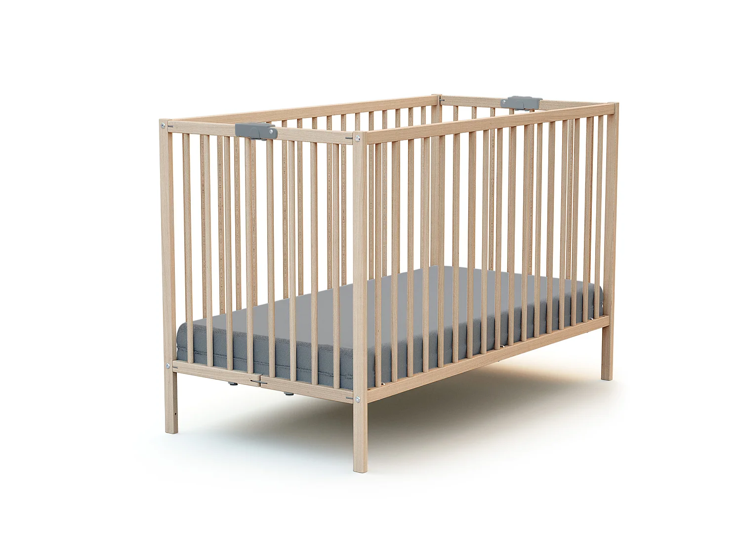 Cama de bebe dobrável de madeira Faia em bruto 60 x 120 cm FLEX