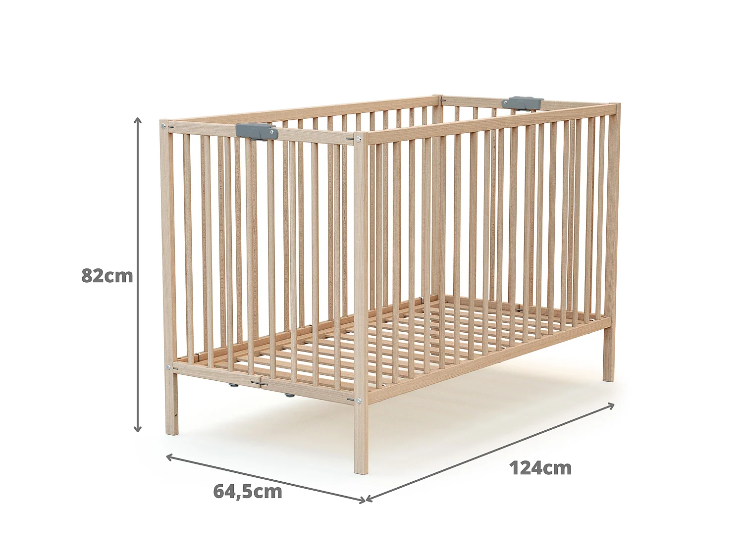Cama de bebe dobrável de madeira Faia em bruto 60 x 120 cm FLEX
