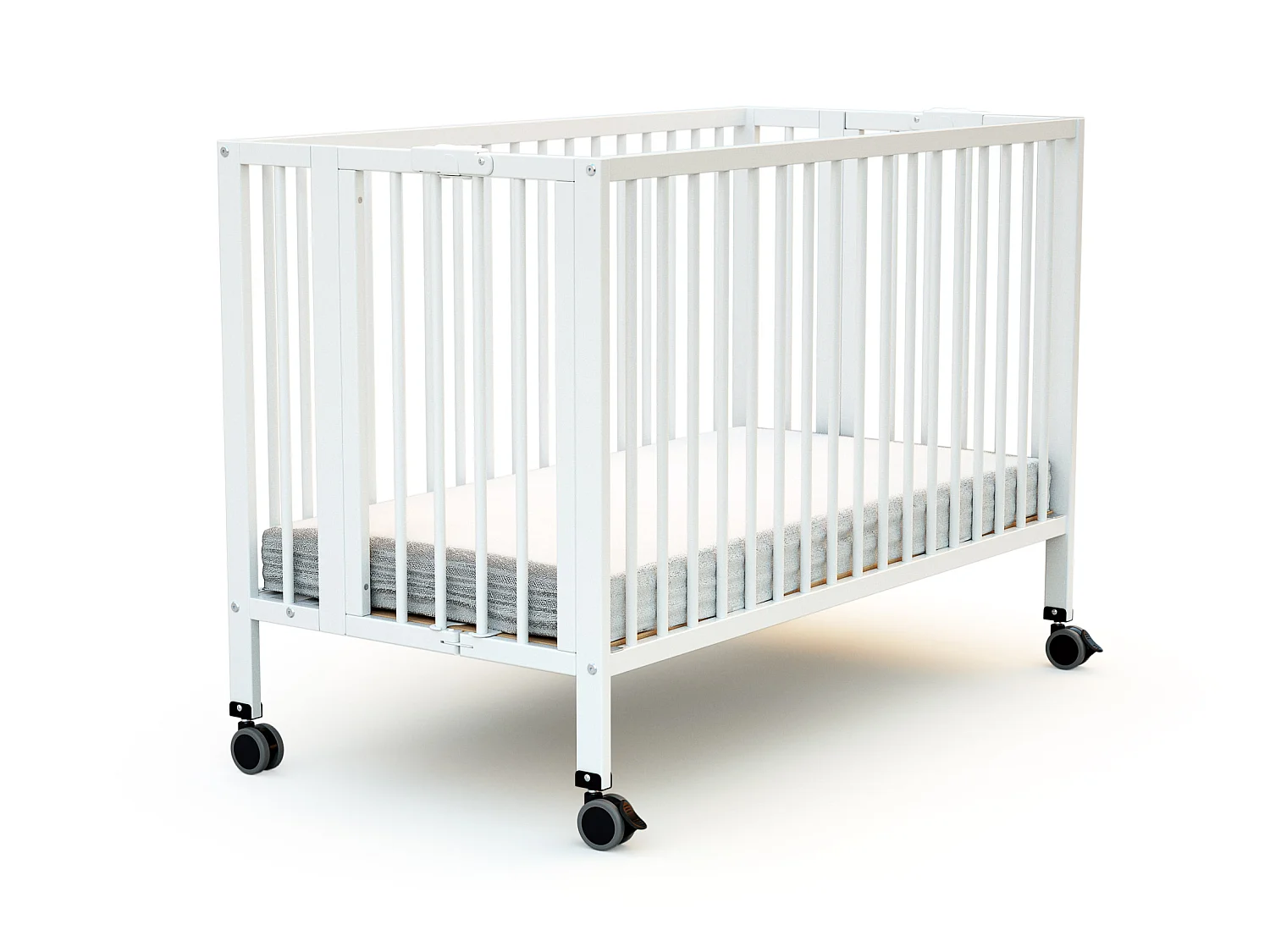 Cama de bebe dobrável FLOW de madeira Branco 60 x 120 cm