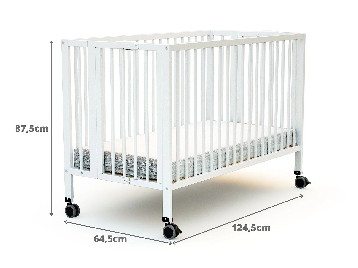 Cama de bebe dobrável FLOW de madeira Branco 60 x 120 cm