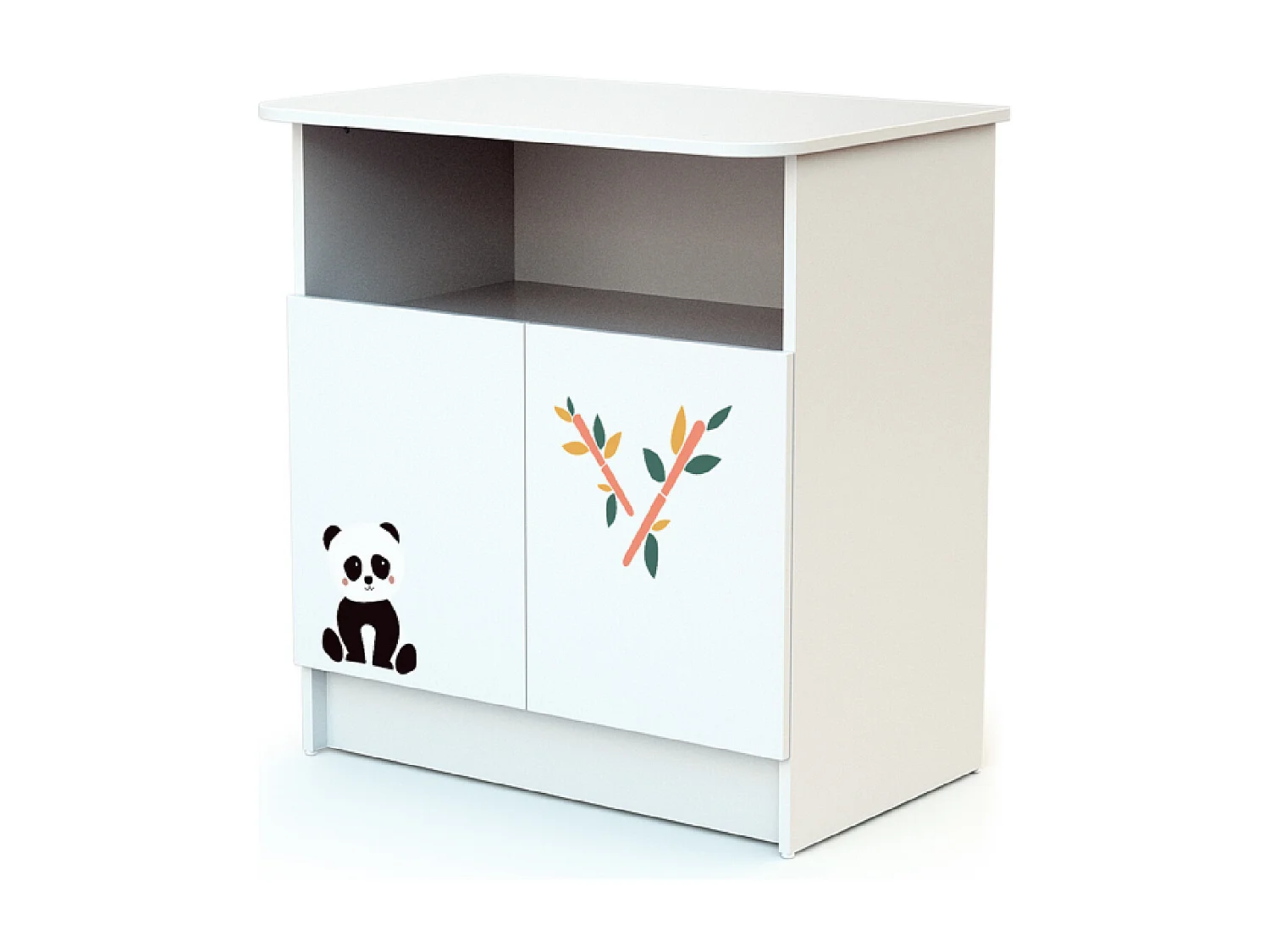 Lettino bambini e cassettiera fasciatoio PANDA legno ALBA - Bianco - 60 x 120