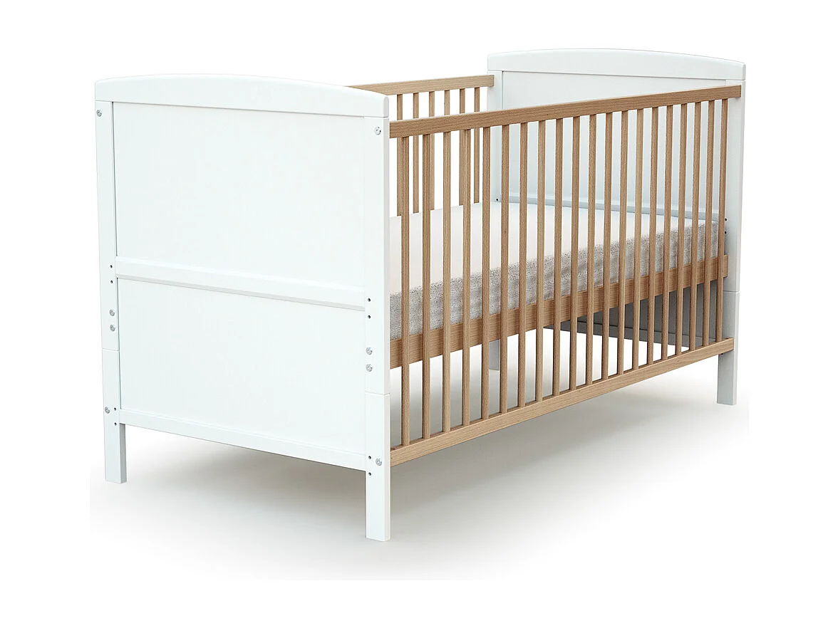 Cama de bebe convertível ESSENTIEL de madeira Branco e Faia 70 x 140 cm