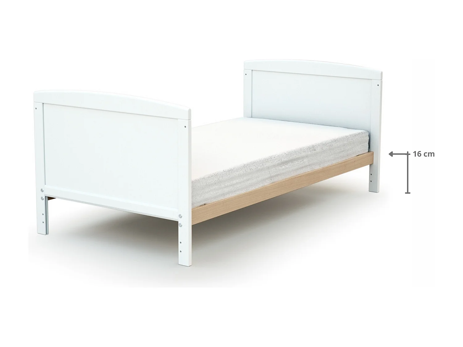 Cama de bebe convertível ESSENTIEL de madeira Branco e Faia 70 x 140 cm