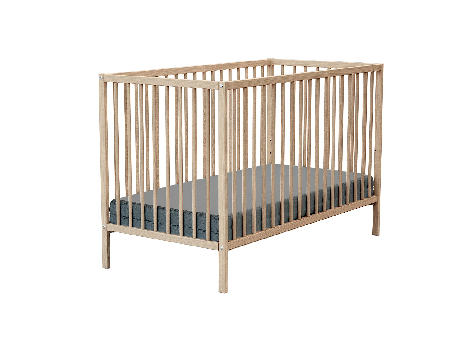 Cama de bebe de madeira Faia em bruto 60 x 120 cm ONE