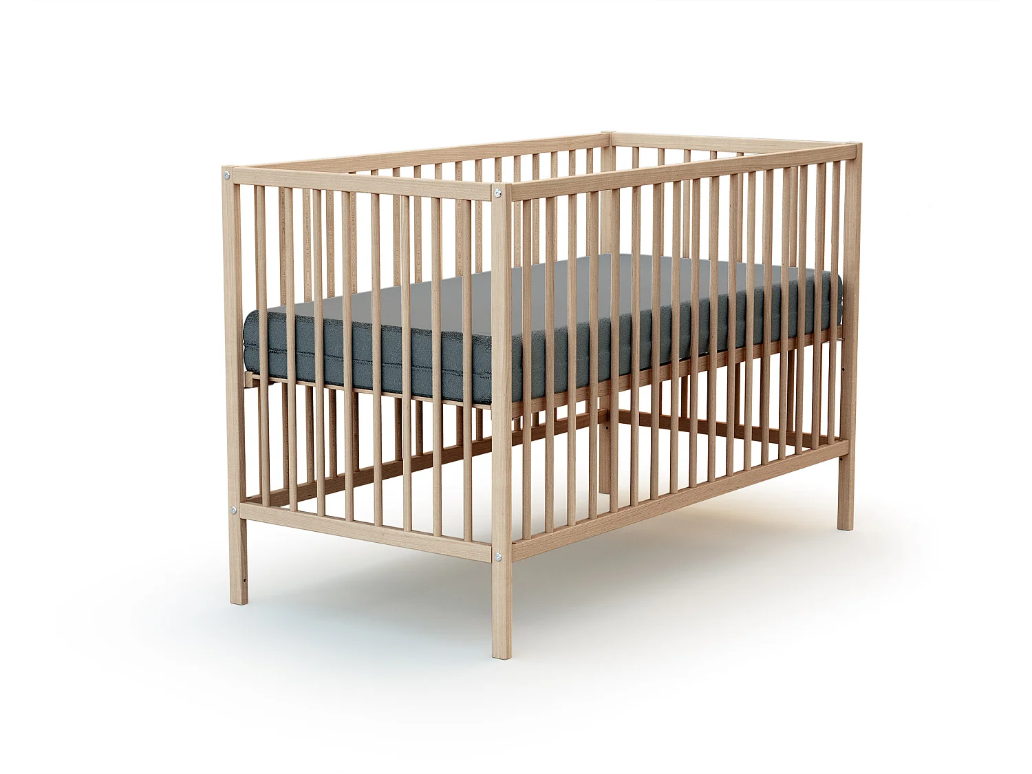 Cama de bebe de madeira Faia em bruto 60 x 120 cm ONE
