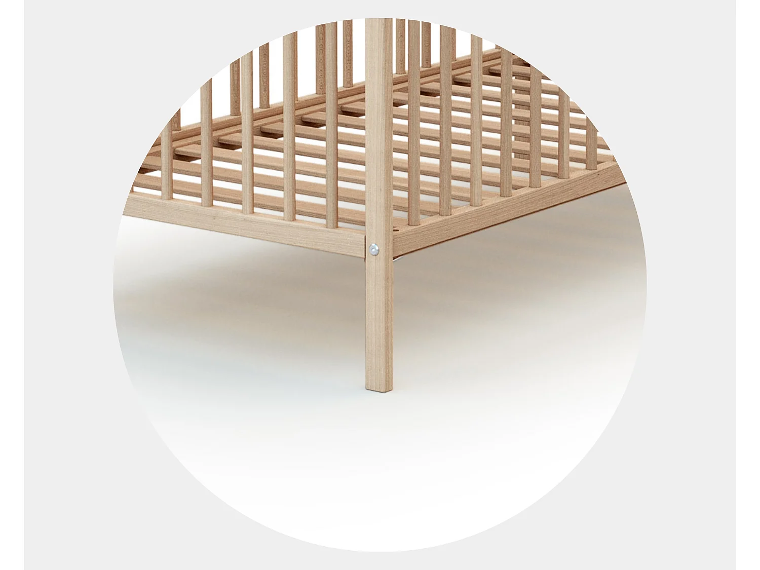 Cama de bebe de madeira Faia em bruto 60 x 120 cm ONE