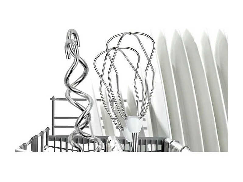 Batteur ErgoMixx 450 W - BOSCH MFQ36400 blanc/gris - 5 vitesses+turbo - 2 fouets inox - 2 crochets pétrisseurs inox -