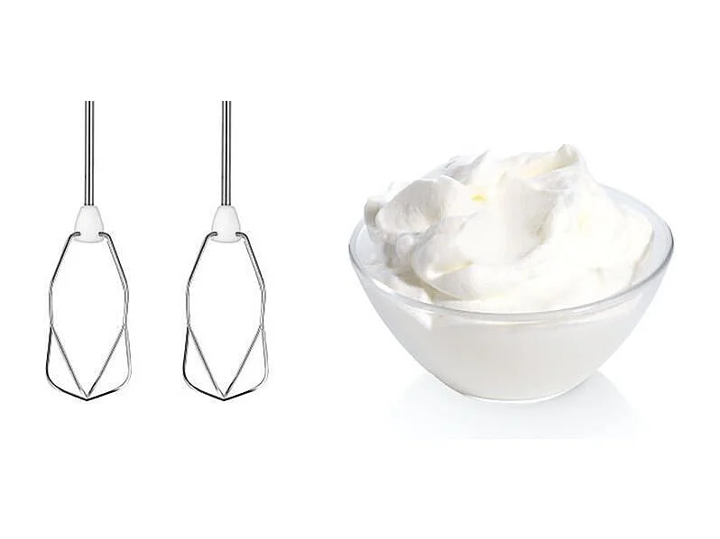 Batidora de mano CleverMixx de 450 W - 5 velocidades - 2 varillas de acero inoxidable / 2 ganchos para amasar - Blanca / Gris