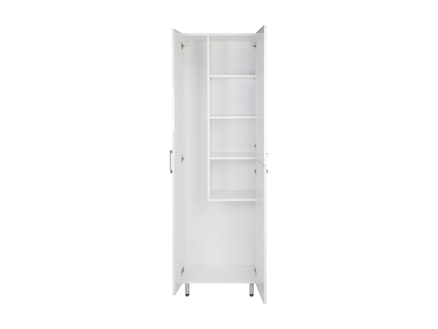 Weißer Badezimmerschrank, hoch, mit Moppfach, 55 cm, Lupo