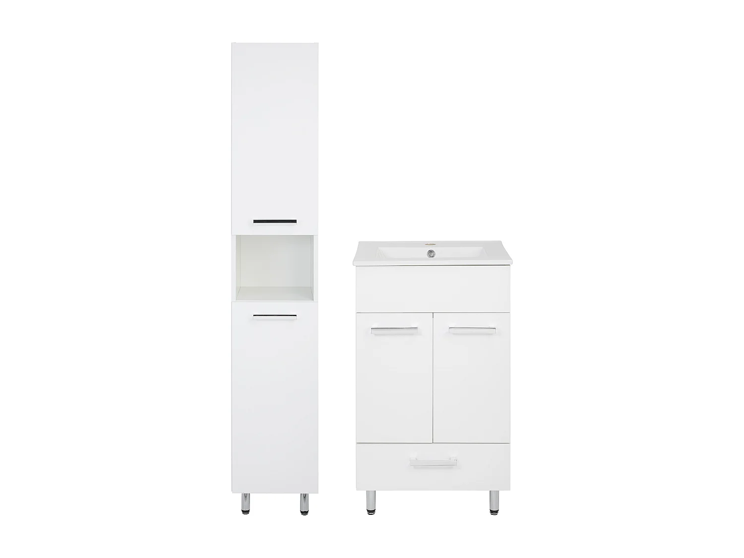 Conjunto blanco para baño de pie 50 cm Armario con lavabo Columna  Lupo