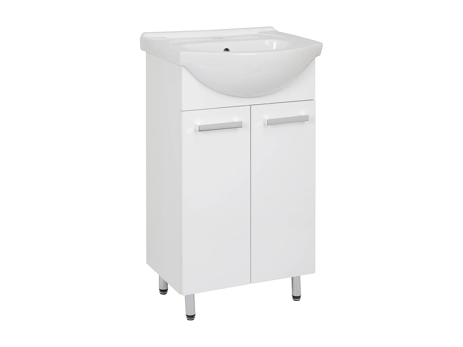 Conjunto blanco para baño de pie, 50 cm, armario con lavabo y columna  Lupo