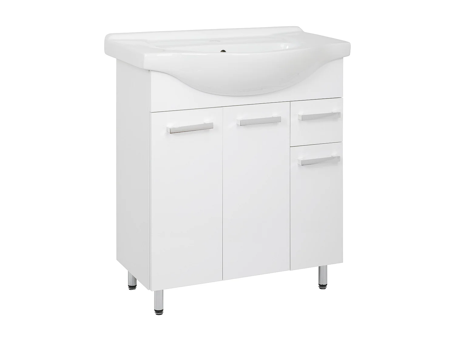 Set da bagno bianco, alto 75 cm, mobile con lavabo, colonna 50 cm Lupo